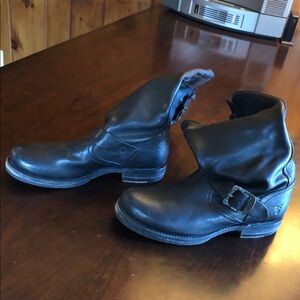 Frye Black Leather Combat Boots